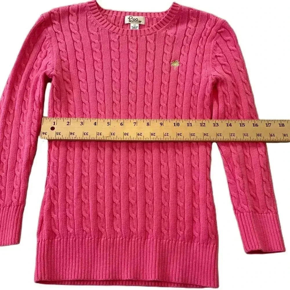 Lilly Pulitzer Pink Cable Knit Sweater Crew Neck Long Sleeves Womens‎ Size XS - Picture 2 of 6